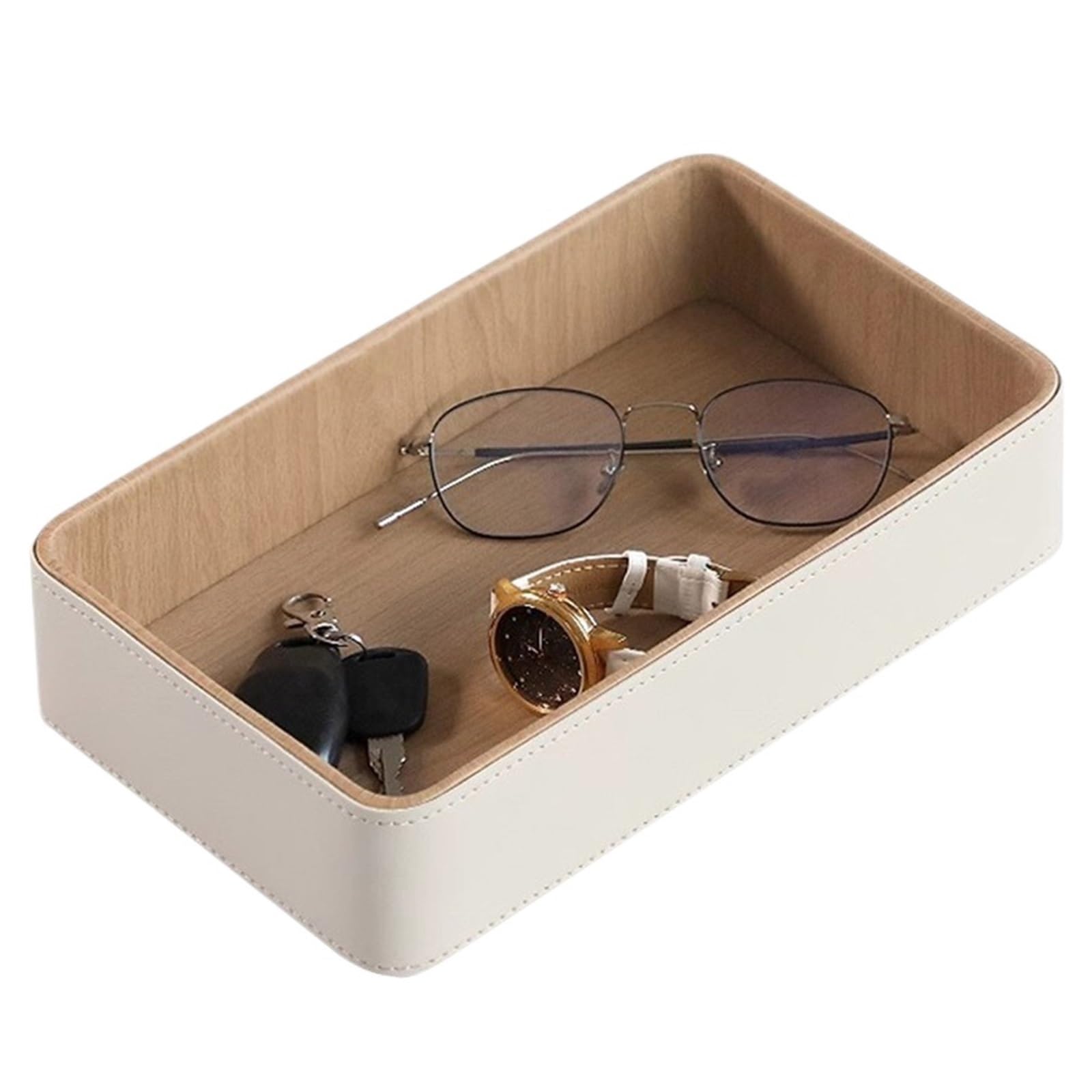 Vaciabolsillos de Cuero Bandeja de almacenamiento cuero rectangular