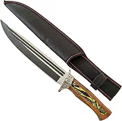 FACAS FR Faca de Churrasco Inox 420, Lâmina Fosfatizada 22cm, Cabo de Madeira com Resina, 35cm Total