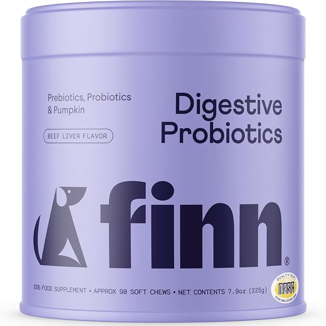 Finn Digestive Probiotics for Dogs - Complete Digestive System Support with Pumpkin Prebiotics Live Probiotics - Vet Recommended