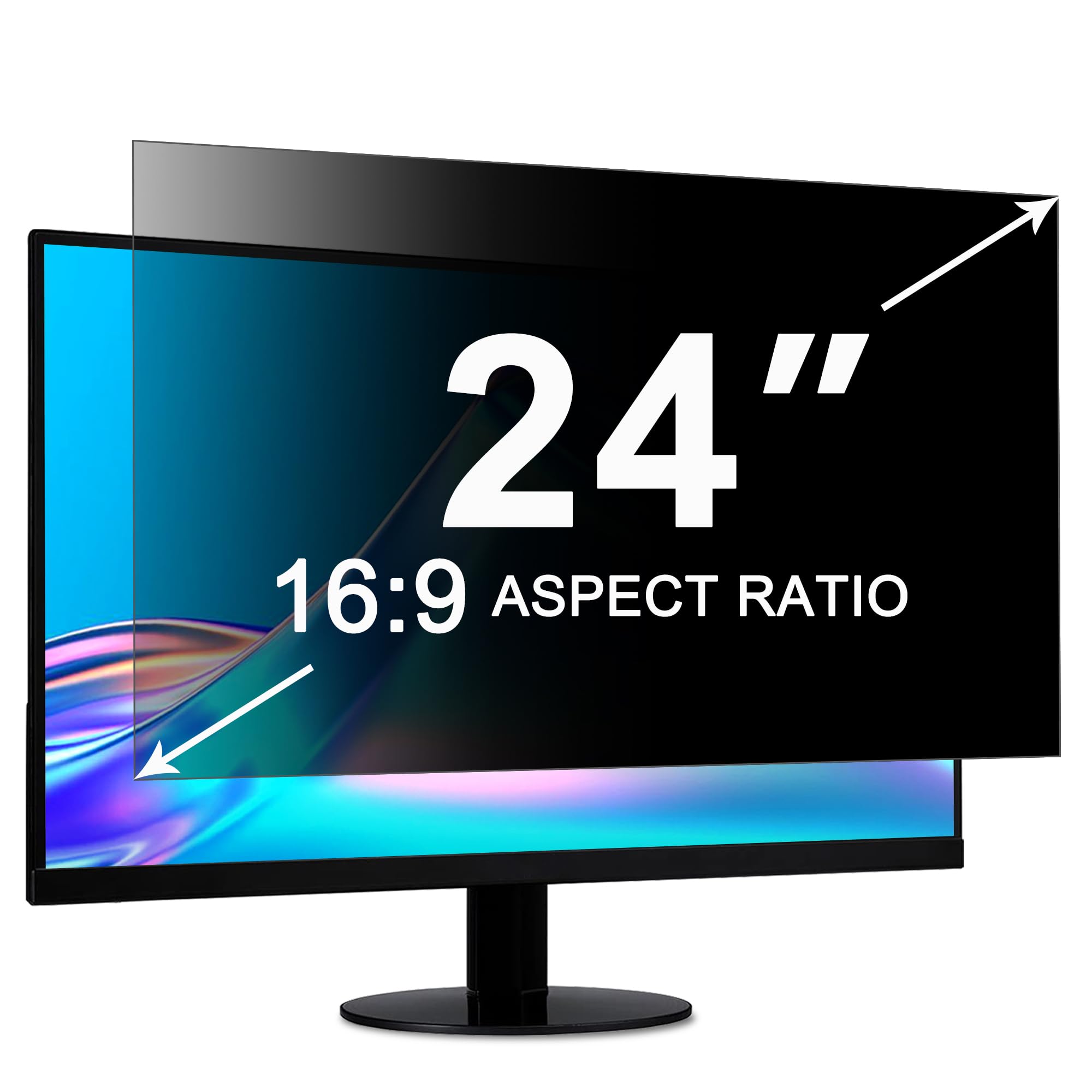ZOEGAA Blickschutzfolie 24 zoll 16:9 für Monitor, Anti-Blaulicht 24" Sichtschutzfolie Bildschirm, Blendschutz Sichtschutz Monitor, Abnehmbar Computer Privacy Screen für HP Lenovo Dell Samsung Asus
