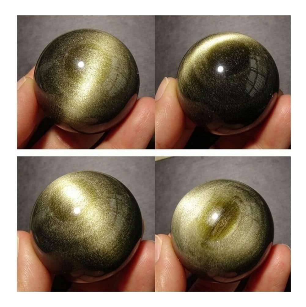 Artesanías de Piedra Bola de Masaje de Bola de Cristal de obsidiana de Plata Natural Bola mágica Joyería de Feng Shui 1pc (Size : 40mm)