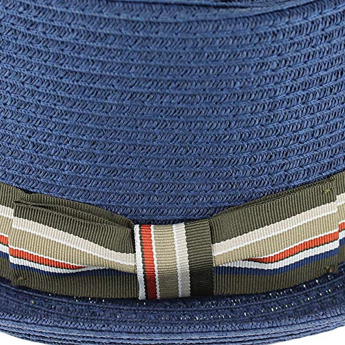 Image of Belfry Men /Women Summer Straw Pork Pie Trilby Fedora Hat in Blue, Tan, Black