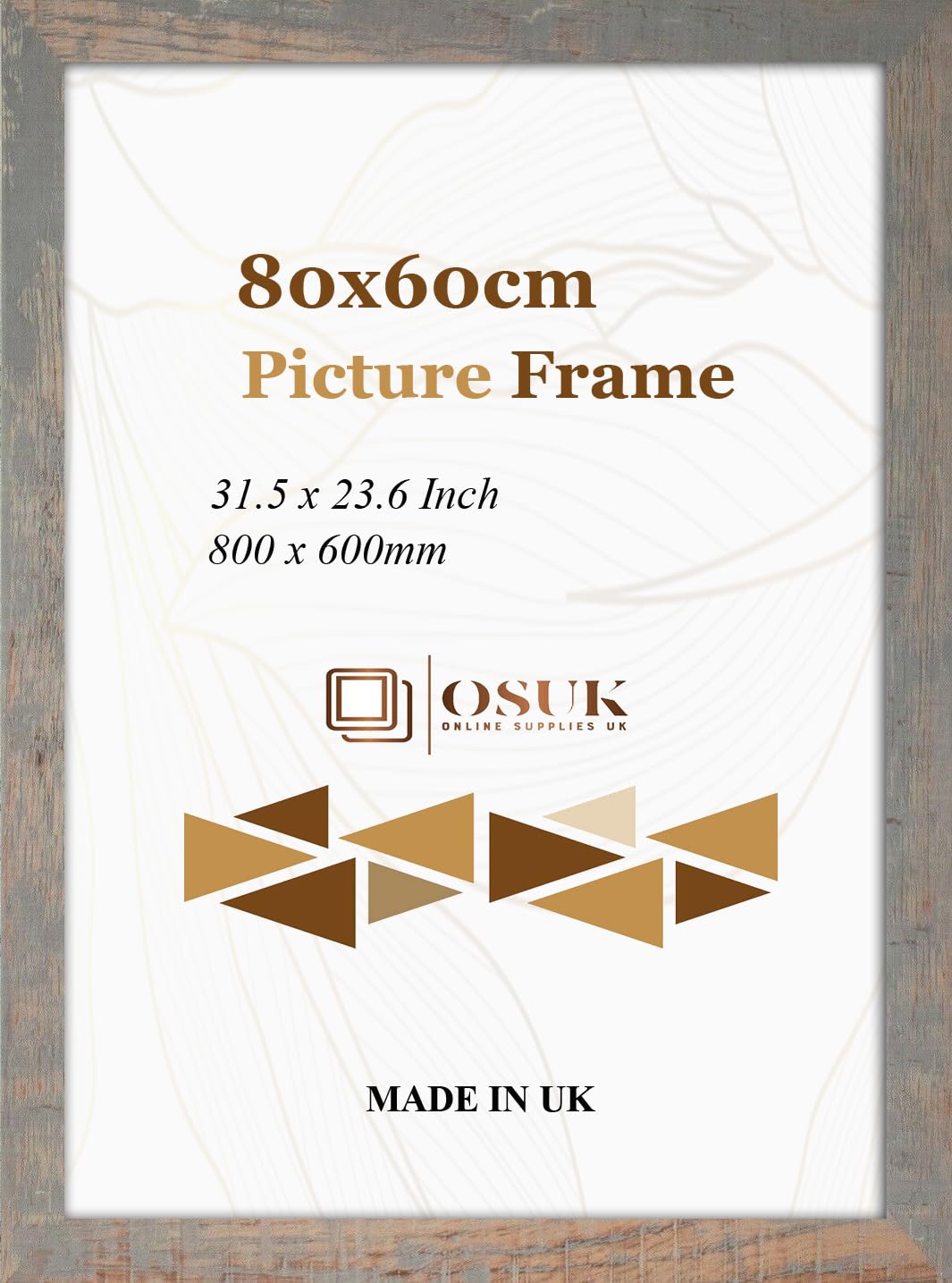 Osuk Ltd Rustic Silver Osuk Limited 60X80 Cm Photo Frame Picture Frame - Frame With Safe Perspex Front & Wall Mounting - 31.5 X 23.6 Inch (80Cm X 60Cm) (Rustic Silver)