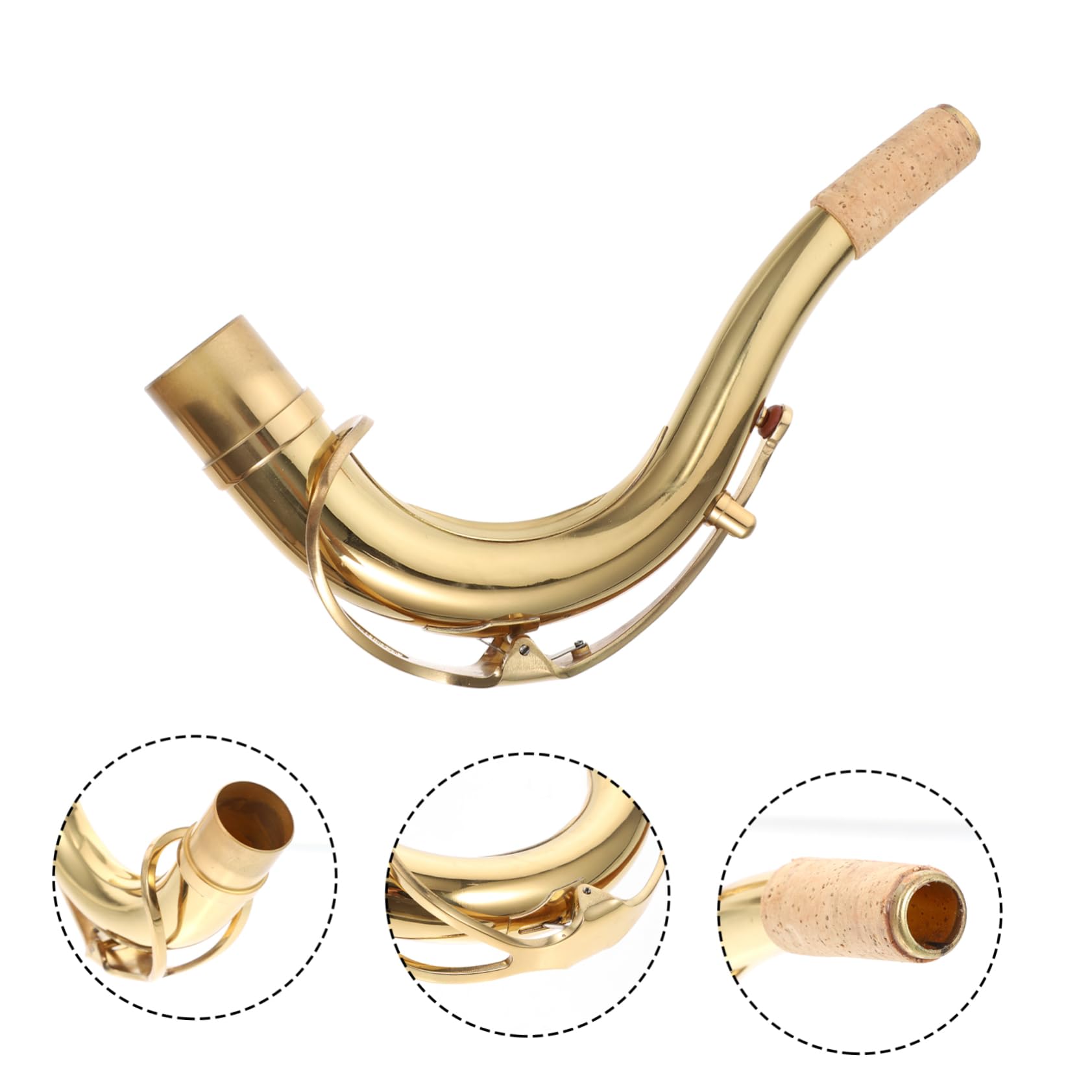 Collo Curvo per Sassofono in Ottone Oro, Tubo Professionale | Accessorio Pratico per Modelli Curva B, Parte Strumento per Amatori e Professionisti