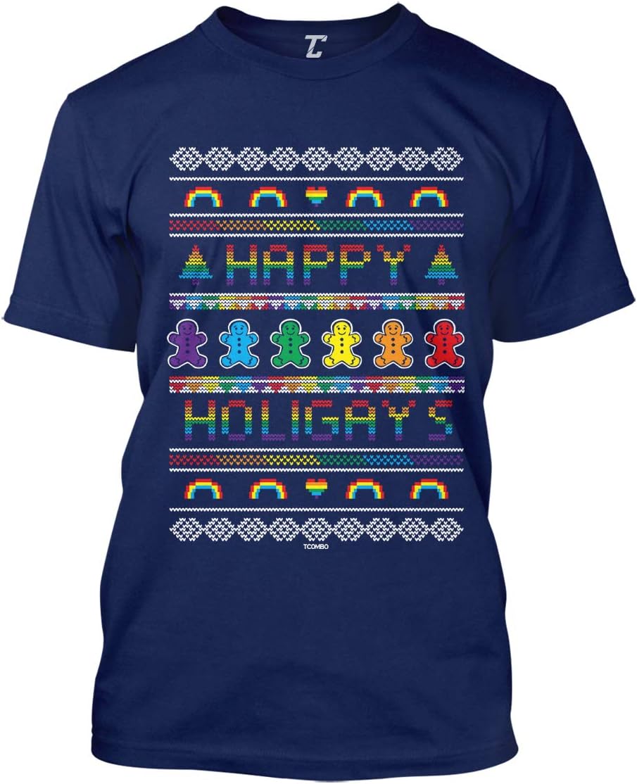 Tcombo Happy Holigays - LGBTQ Xmas Ugly Christmas Men's T-Shirt