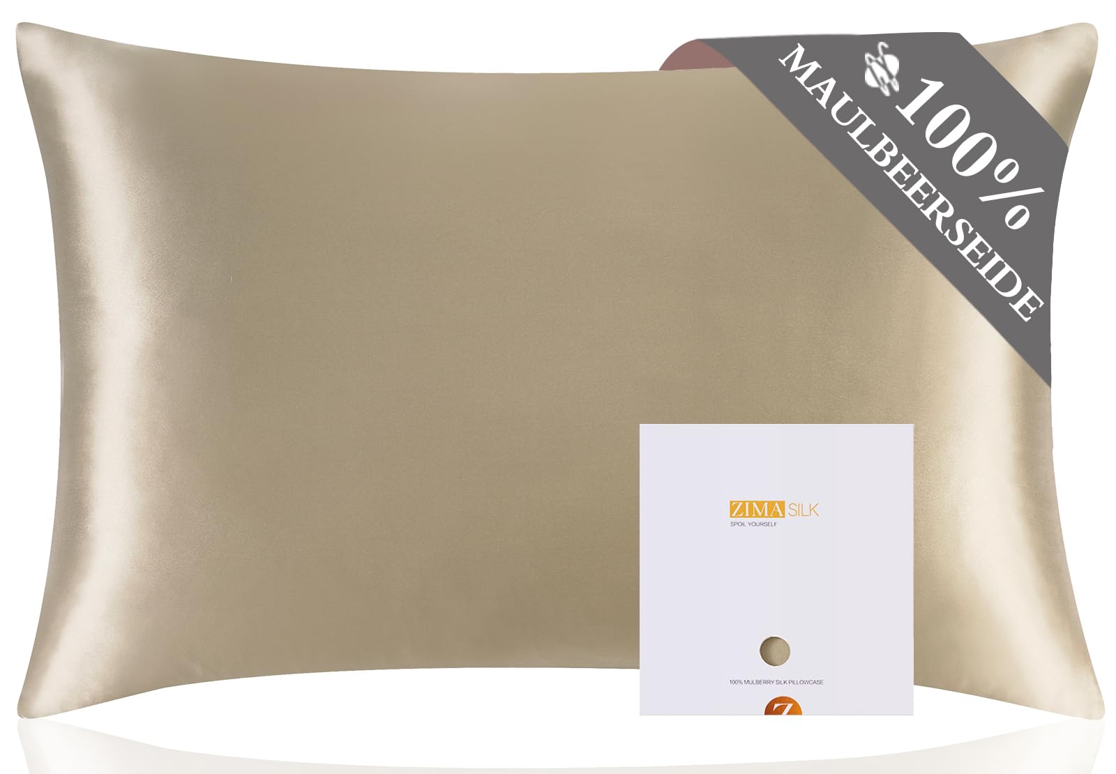 Zimasilk Taupe 100% Mulberry Silk Pillowcase For Hair And Skin,Both Sides 19 Momme Silk, 1Pc (40X80 Cm, )