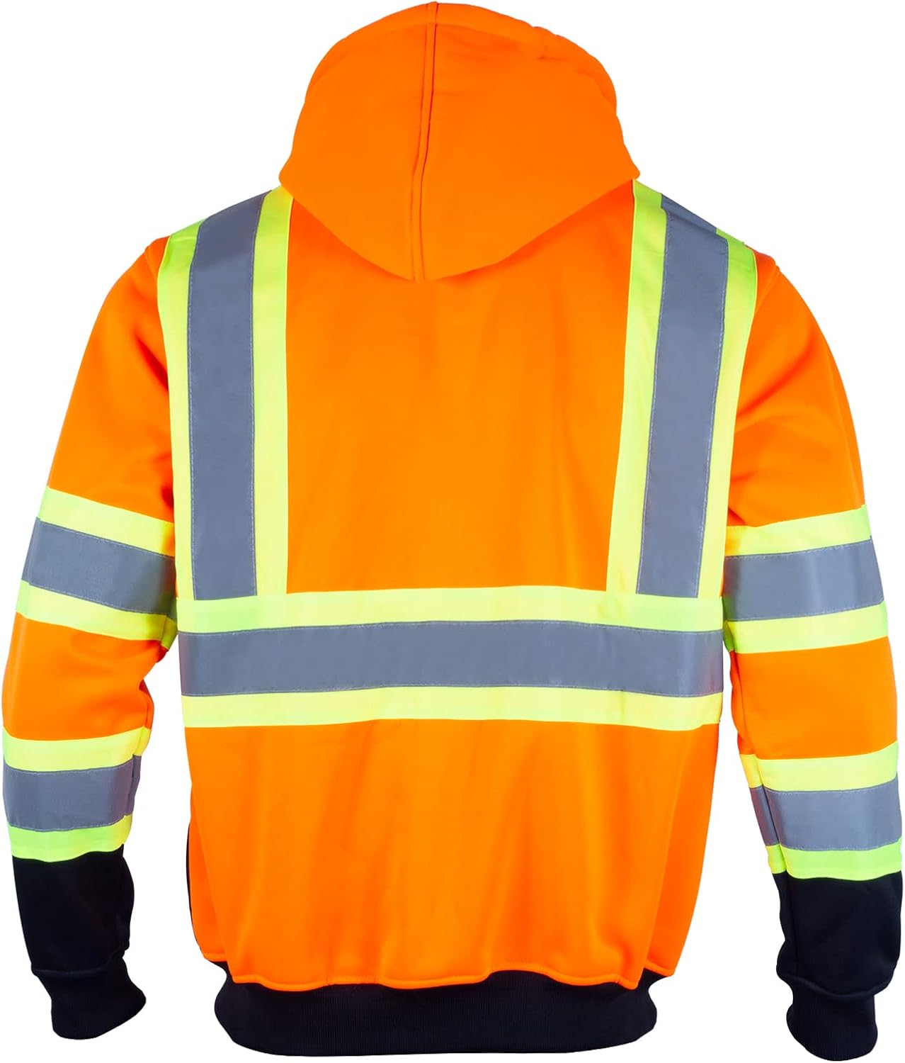 VENDACE High Visibility ANSI Class 3 Reflective Safety Fleece Sweatshirt Hoodie for Men with Detachable Hood(Orange,L) - Image 3