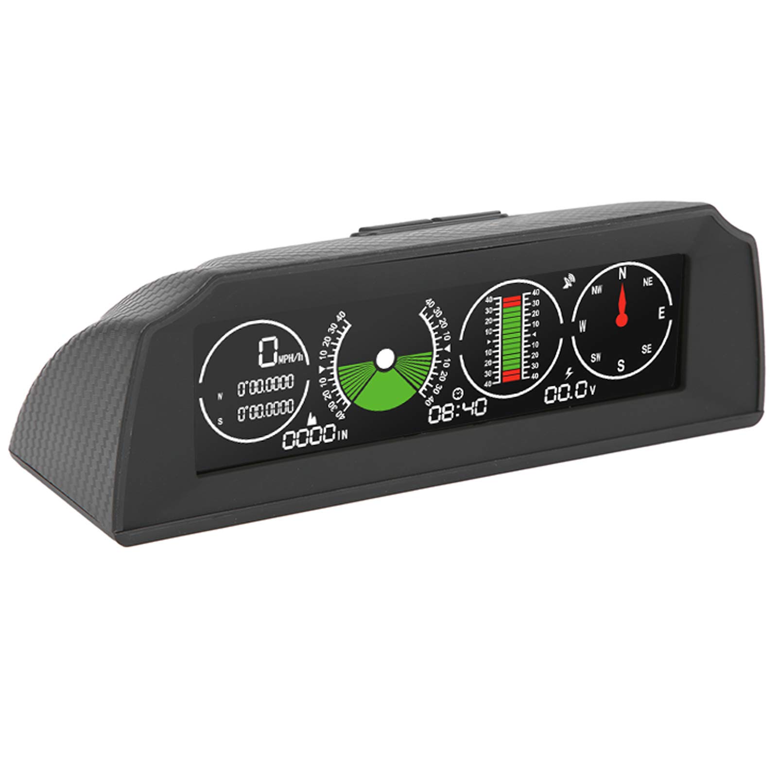 Yctze Medidor de pendiente, inclinómetro GPS para coche ABS, indicador de inclinación, indicador de inclinación para coche, clinómetro multifunción para coche (negro)