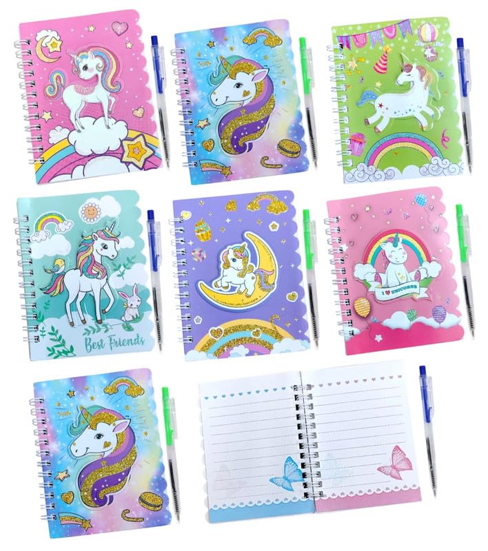 Image of TERA 13Unicorn Diary with Pen for Girls Boys Kids (Pack of 12) Birthday Return Gifts Party Favors Theme Return Gift for Girls Kids, 60 Pages