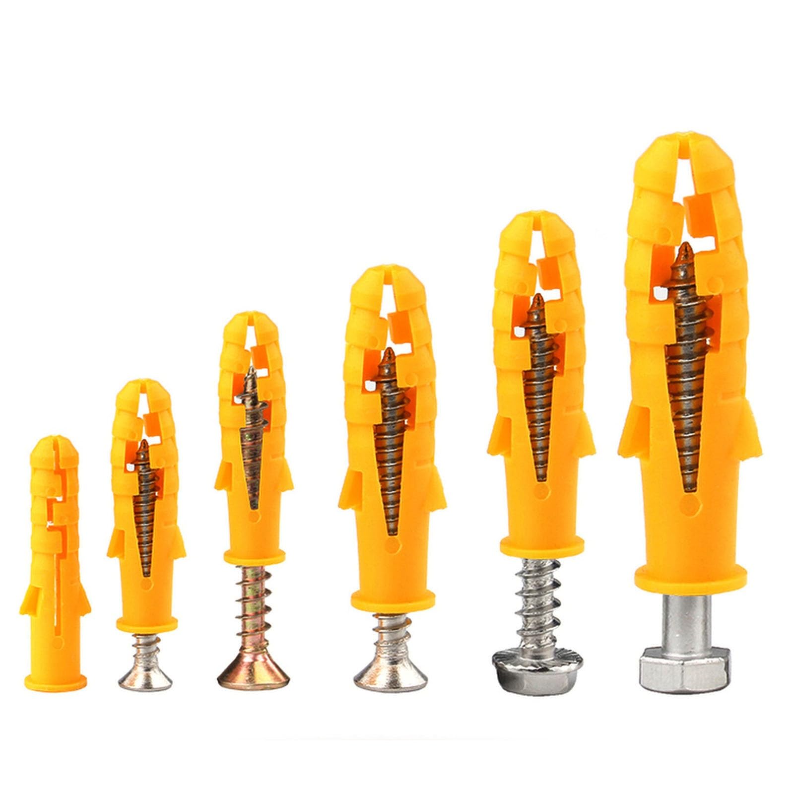 Tacos De Plástico Amarillos De 8 Mm Con Tornillos Autorroscantes Galvanizados De Color, Kit De Fijación Para Paneles De Yeso, Hormigón, Ladrillos, Paredes Huecas.(8x80mm 50pcs)