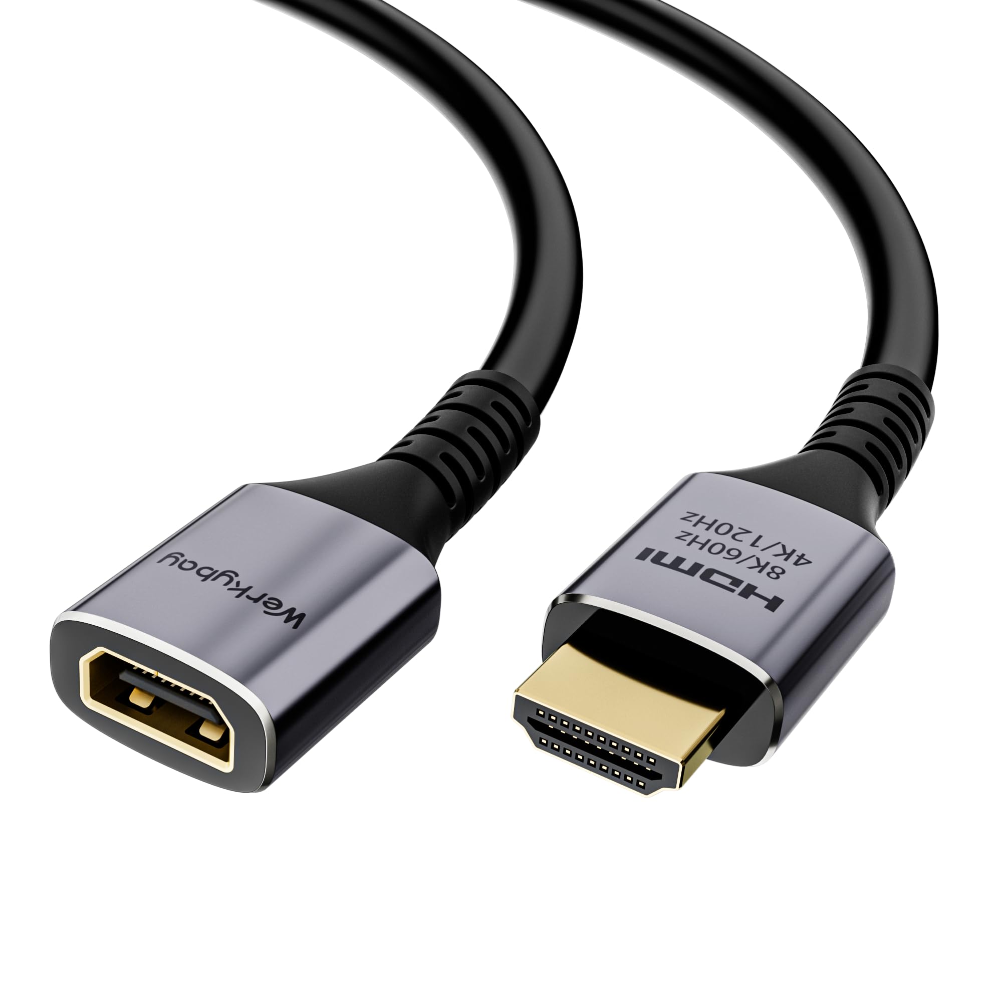 5m Przewód przedłużający 8K HDMI 2.1, adapter męski na żeński, 8K@60Hz/4K@120Hz, 48Gbps, UHD eARC, HDCP2.3, HDR10+ 3D, odpowiedni do tunerów TV, telewizorów HDTV, PS5/PS4, Xbox itp.