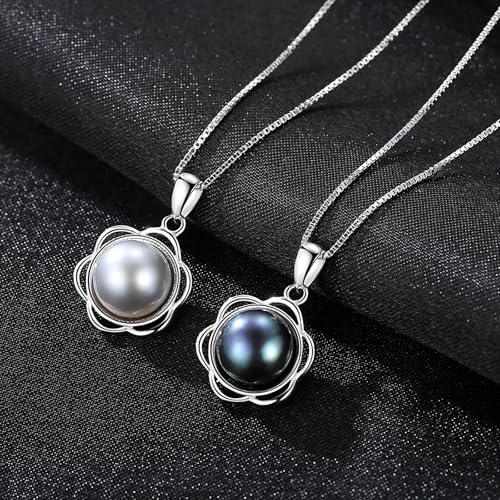 Collier argent 925 fleur pendentif perle hypoallergénique - 5