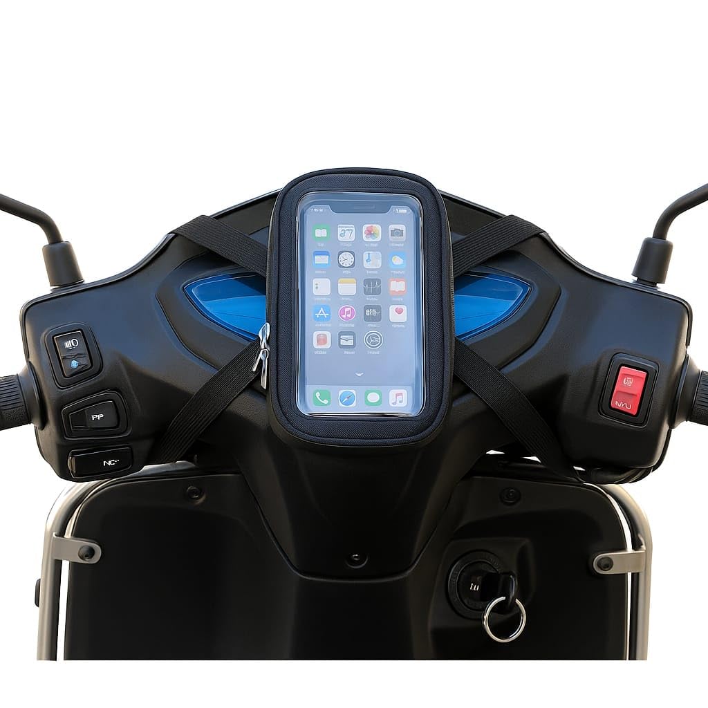 NISHI Motorcycle Scooter Dashboard Bag with Touch Screen Phone Holder | Strap Mount Design, Zippered Storage, Universal Fit, Waterproof Cover, Navigation Friendly-image-44