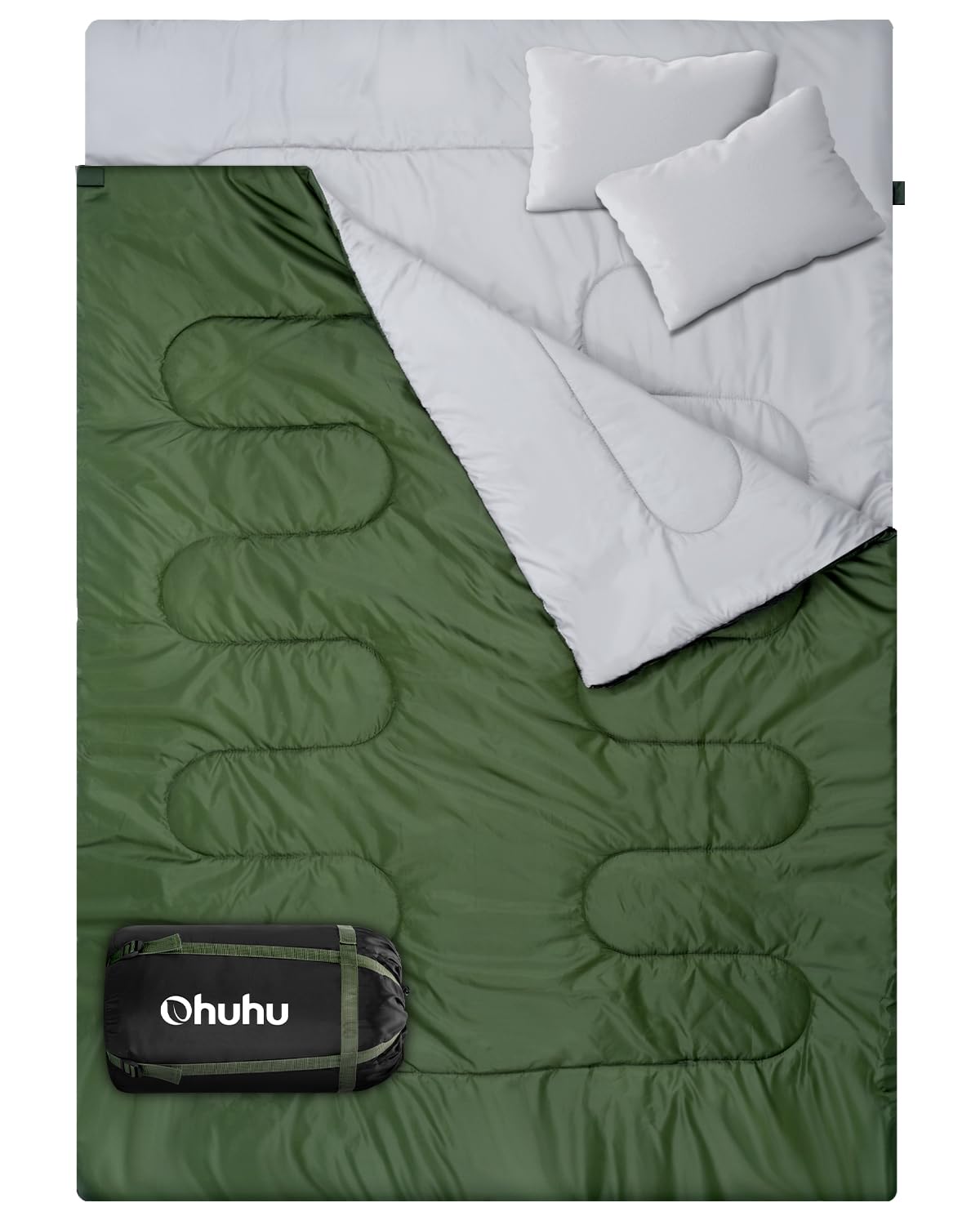 Sleeping Bag Outdoor Summer: Ohuhu Double Sleeping Bag with 2 Cushions and Carry Bag, Waterproof Lightweight 2 Person Adult Sleeping Bags for Camping, Backpacking, Hiking