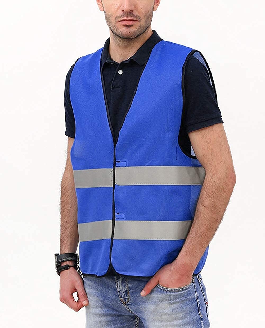 JJJ 2 Pack Gilet réfléchissant la Ceinture de sécurité réglable for la Course en Plein air Faisant du Jogging Cyclisme Marche Marche (Color : Blue+Grey)