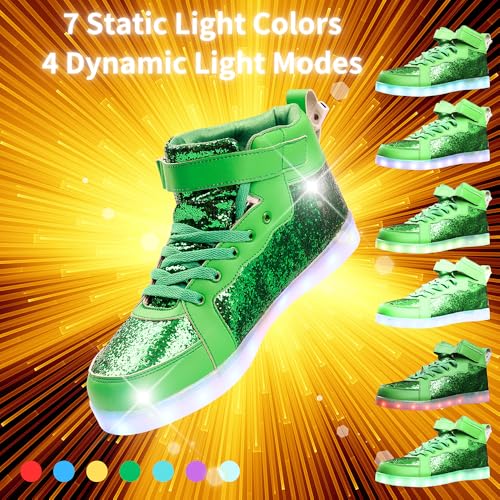 Image of Glitter Led Shoes Light Up Shoes High Top Sneakers for Women Men Flashing Dancing Shoes for Halloween Christmas Party with USB Charging