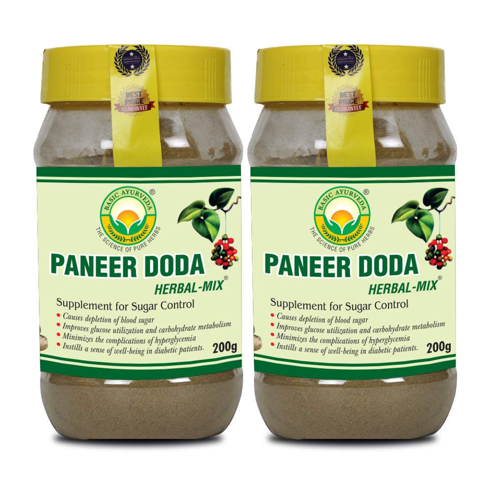 Basic Ayurveda Paneer Doda Herbal Mix Powder | Helps Blood Sugar & Improves Glucose Level | Powerful Blend Of Ingredients Extra Strength Formula- 200 Gram, Pack Of 2 (B08JHS1R4T) Amazon Price History, Amazon Price Tracker