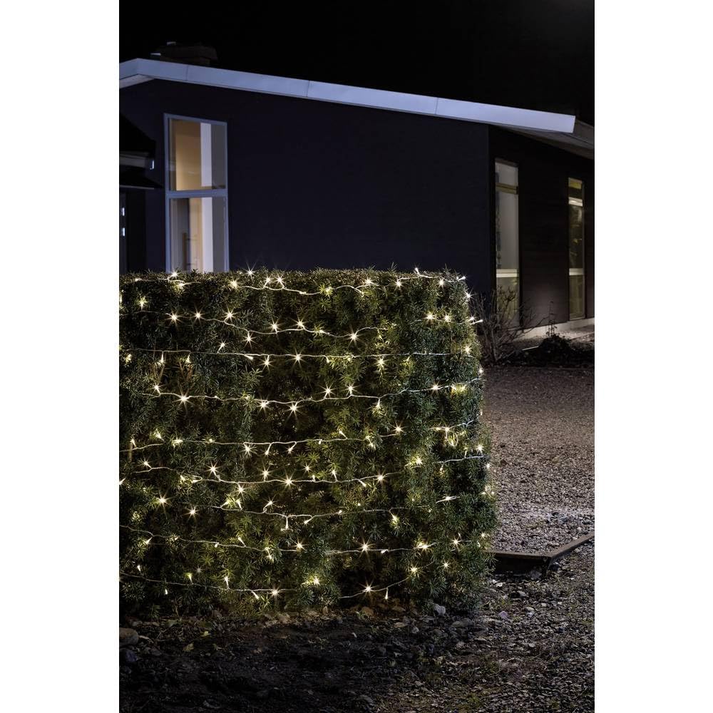 Konstsmide LED Lichterkette, mit an/aus Schalter Lichtsensor und 6h und 9h Timer, 240 warm weiße Dioden, batteriebetrieben, Außen (IP44), transparentes Kabel, 4 x D 1.5V (exkl.) - 3730-103