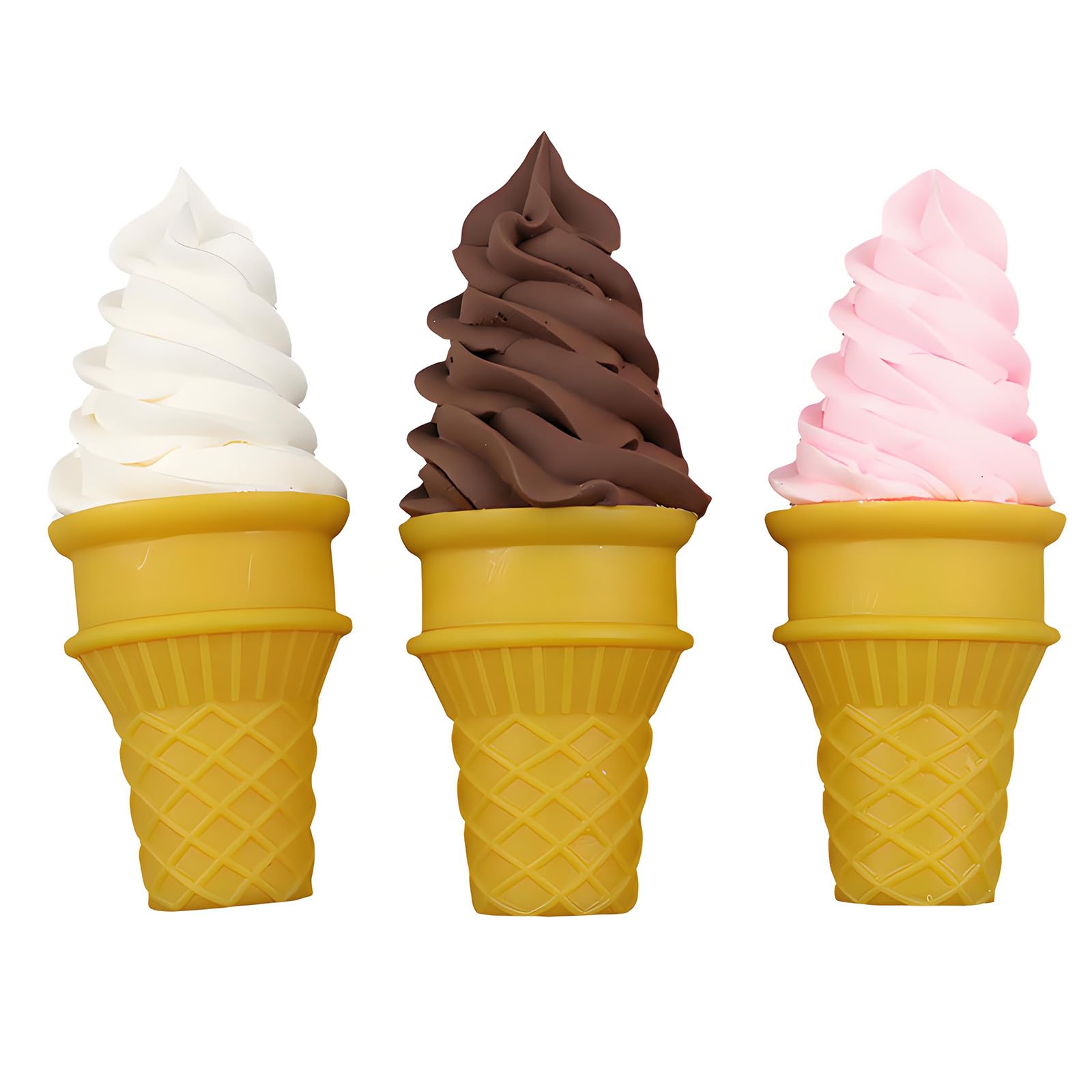 Kaeltsyn 3Pcs Realistic Simulation Ice Cream Cones Artificial Dessert Toy for Birthday Wedding Decoration Festival Celebration Simulation Ice Milk Model