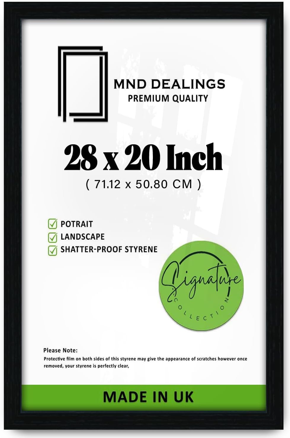 MND Dealings | MDF Picture Frame (71.12 x 50.80 CM) Ideal for Wall Gallery, Art & Portrait Display, 28X20 Inch Beautiful Room Interior & Office Décor Frame [ Black ]
