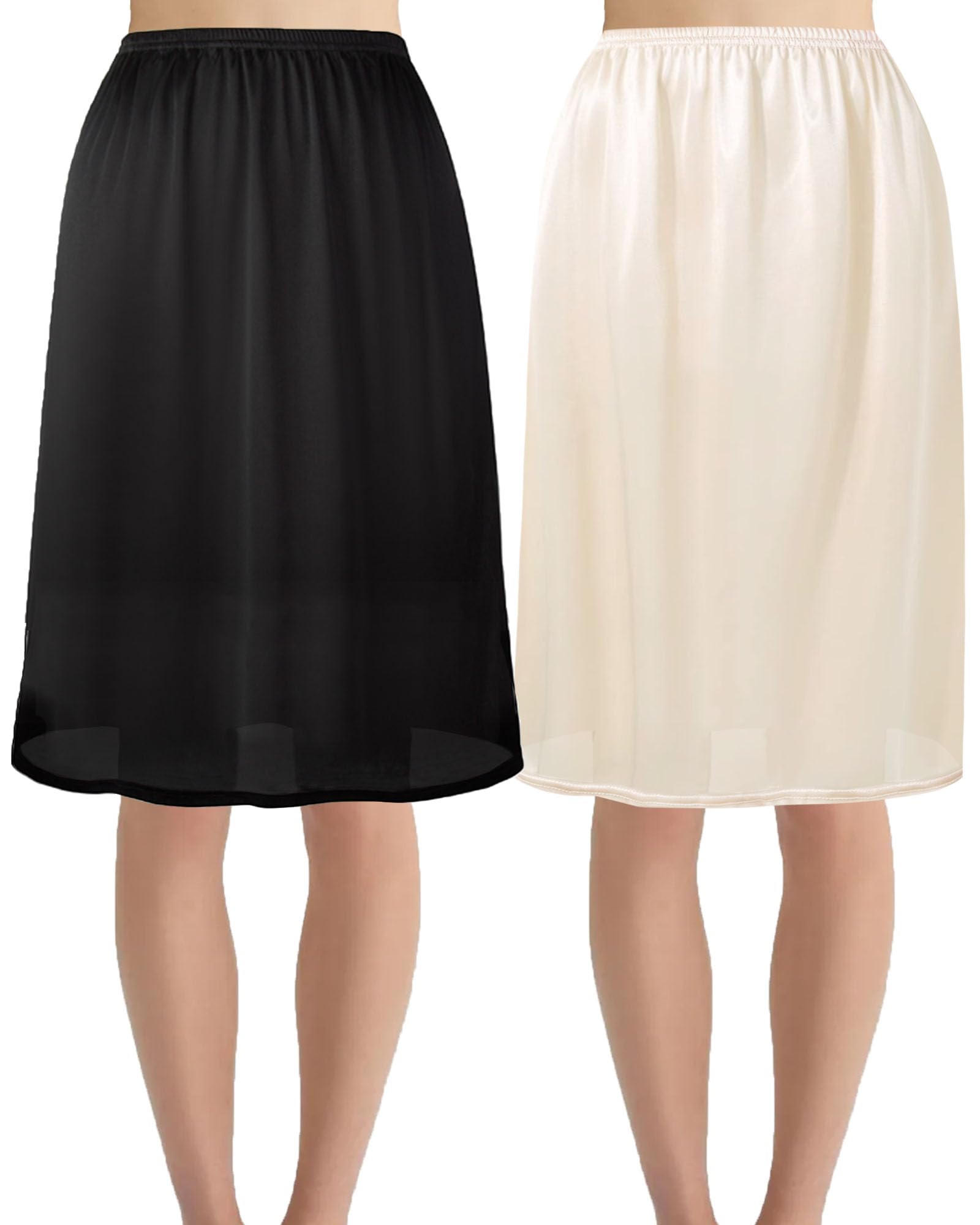 Hanpceirs 2 Stück Damen Petticoat Unterröcke für Damen halbe Slips für unter Kleider Satin Rock Extenders