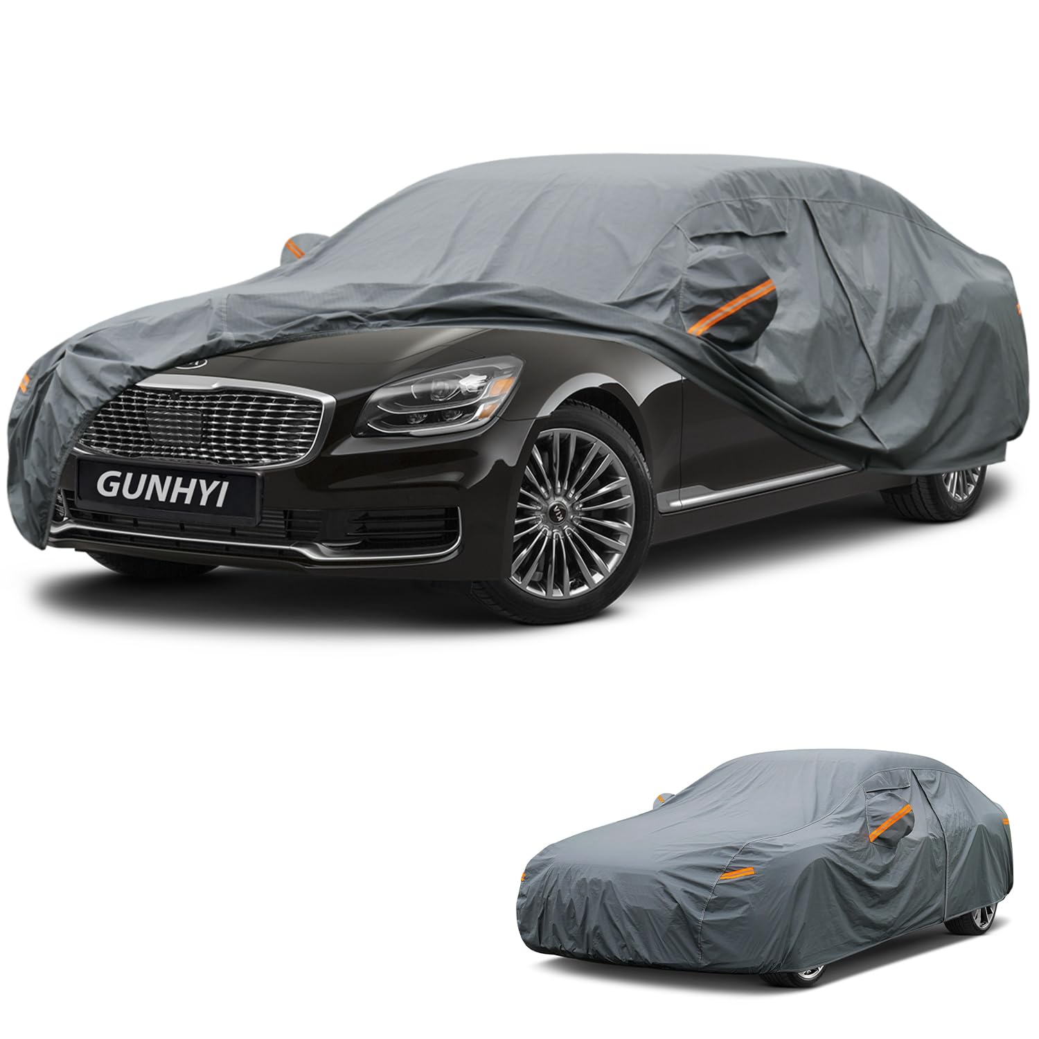 GUNHYI Premium Car Cover Custom Fit Kia K900, 16 Layers Heavy Duty Car Cover Waterproof All Weather with Zipper Door for Sun Rain Snow Dust Uv Protection