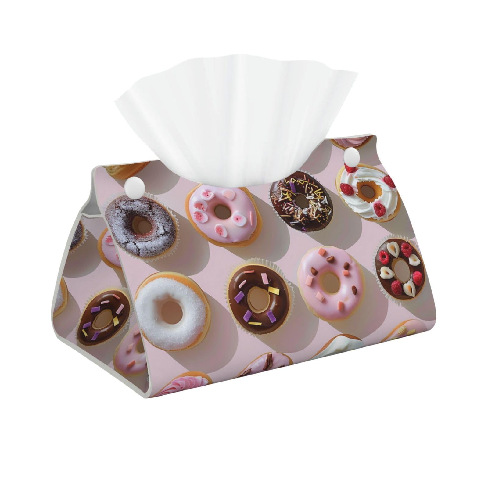 Cupcakes Donuts Muffins Sugar Print Tissue Box Cover Foldable Tissue Storage Box Leather Tissue Cube Box Holder for Living Room Bedroom Office Car Home Decor