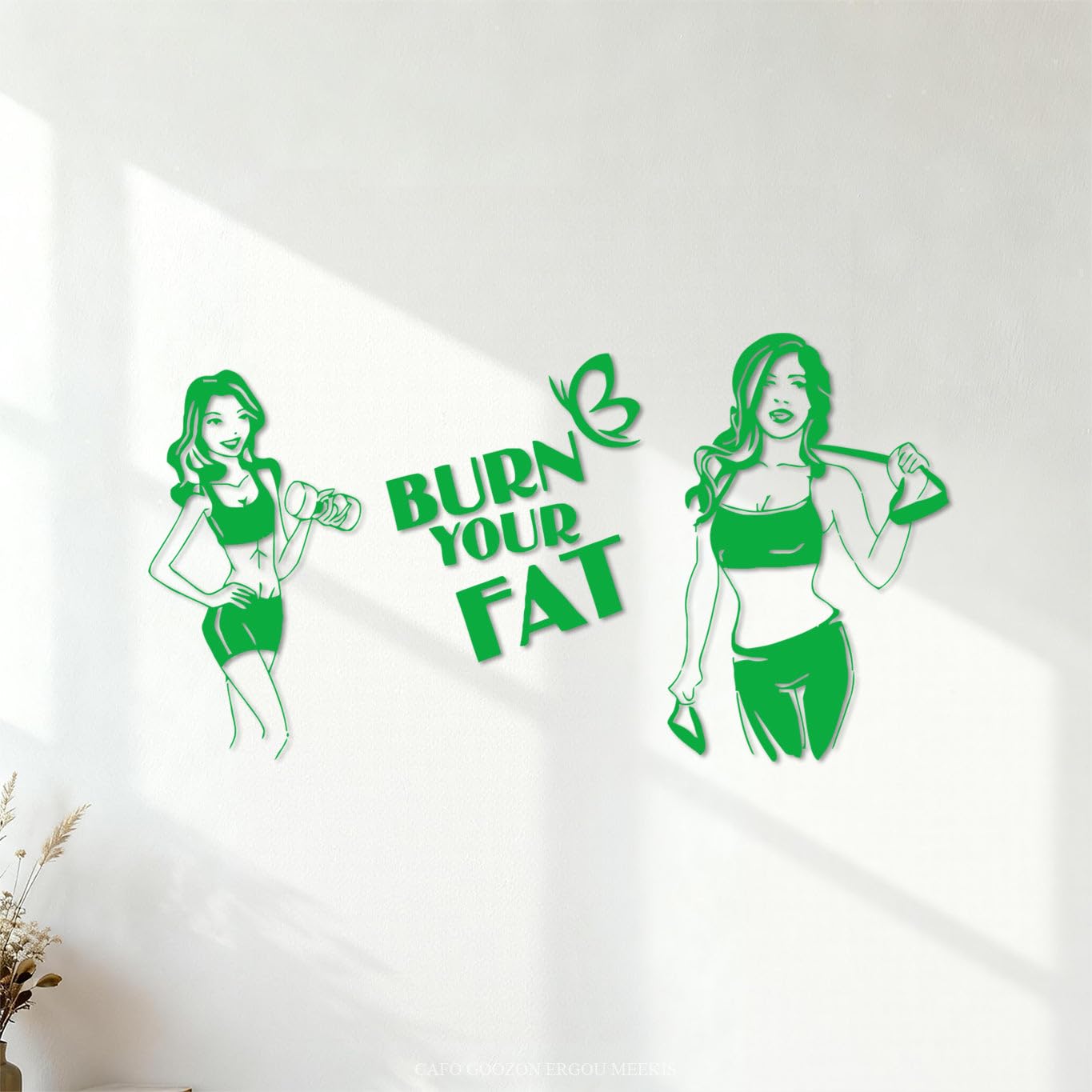 Lettering Decals Gymnasticsnasium Dumbbells Exercise Fitnesscenter Club Handmade 45x84.3cm Personalized Customization Green