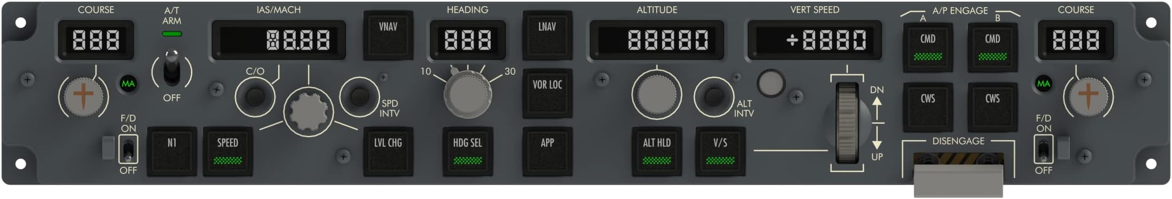 SYDYSOSO Flight Simulator Controls Panel - CM 737NG MCP, Full Scale Replica of Boeing 737 Mode Control Panel, Real Aircraft Operation, Plug and Play, USB, Compatible With PC (CM 737NG MCP)