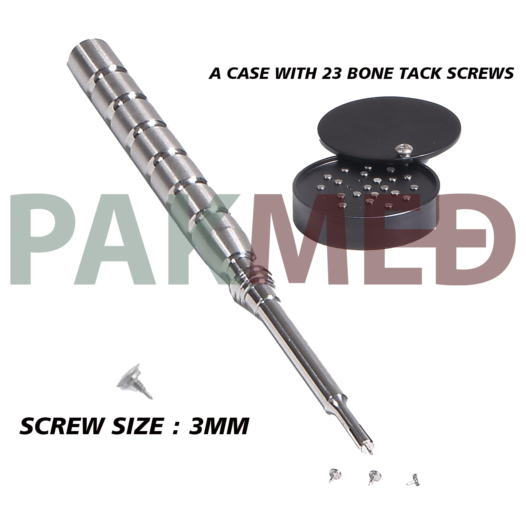 MEDESA Dental Implant Bone Tack Kit For Fixation of Membranes Mesh and Dental Dressings with Tack Applicator, 23 Screws (3mm Legth & 2.5mm Head)