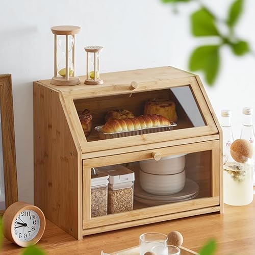 食器棚、卓上食器棚、はしご型キッチン収納棚 3段 収納 キャビネット 竹製 食器収納棚 組み立て式 台所収納 調味料入れ アクリルフリップドア 簡単組立 安定性 大容量 防塵 防湿 ひとり暮らし用 台所収納 家庭用(透明アクリル扉)