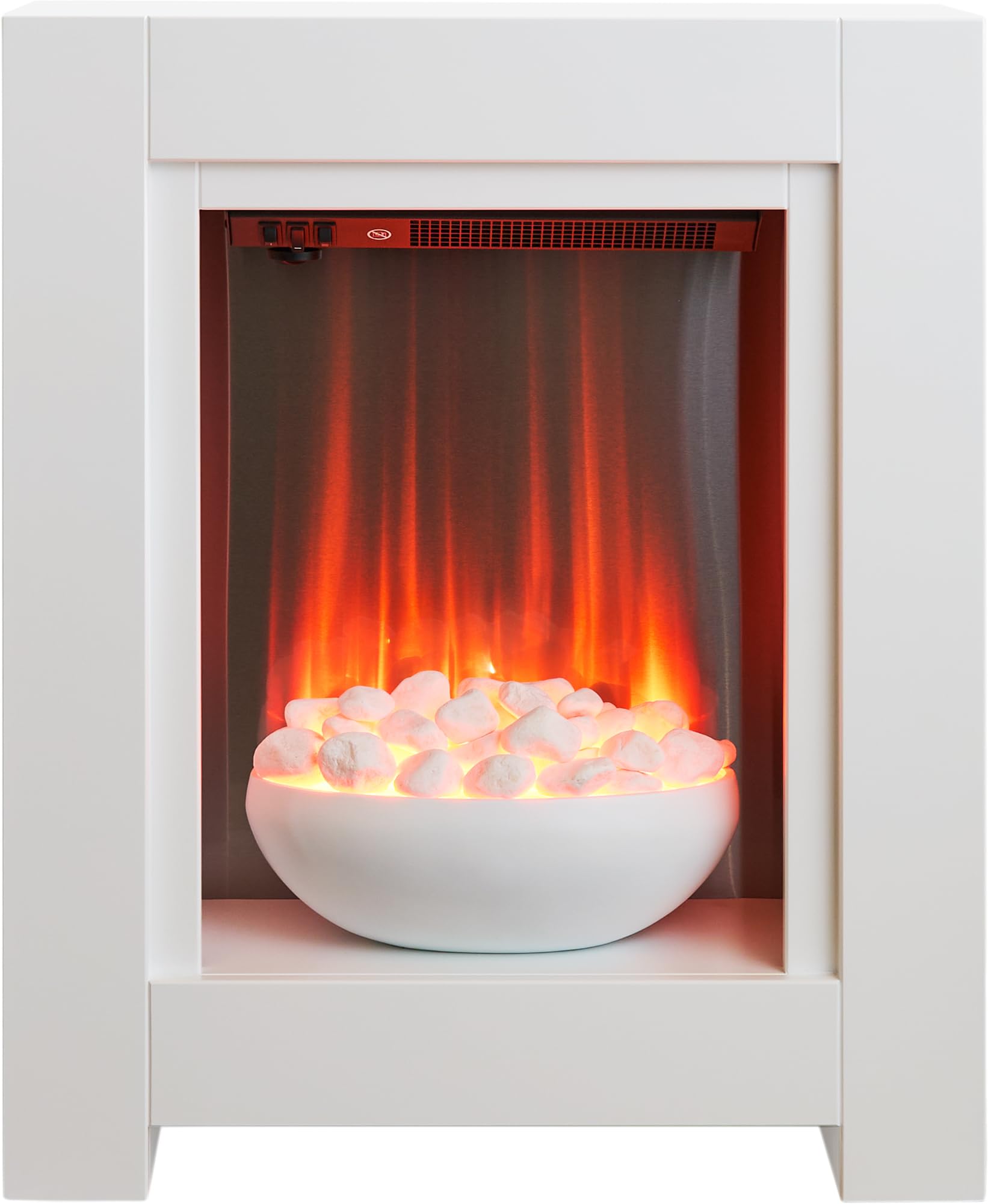 Adam White Monet Electric Fire Fireplace Surround Wood Heater Flame Effect Suite