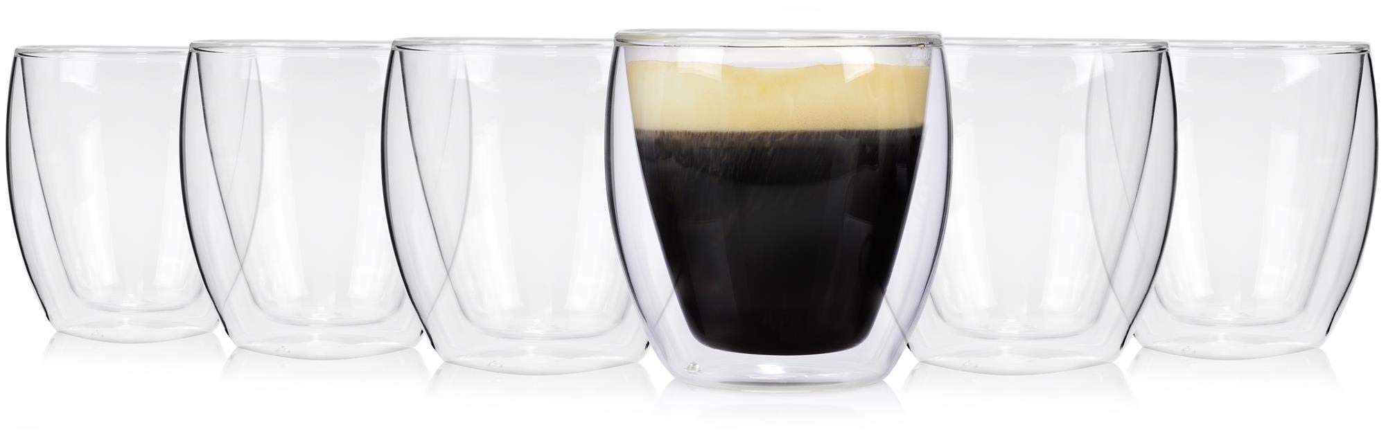 Sänger | Doppelwandige Gläser Café, 6-teiliges Gläser-Set, Cappuccino Gläser doppelwandig, Thermo Gläser Kaffee | 200 ml
