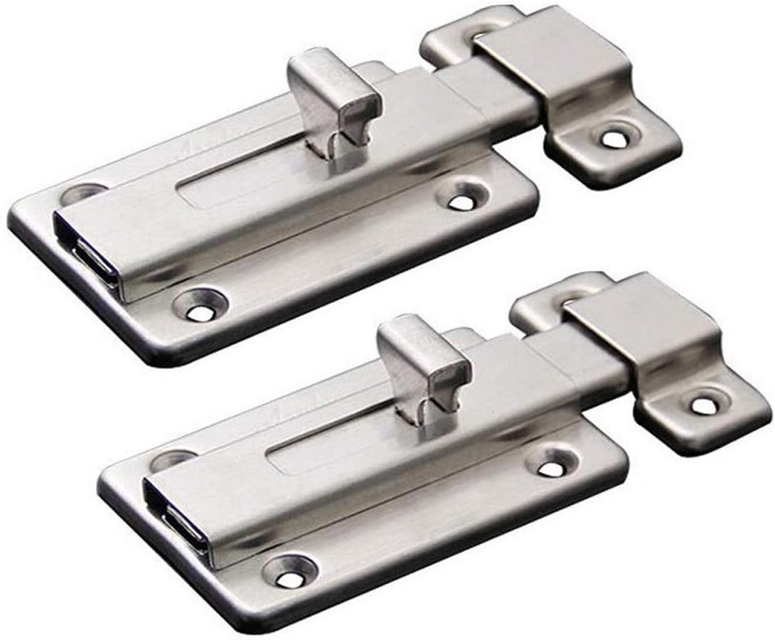 R&R Door Bolts, 2 Pieces Stainless Steel Latch Sliding Door Lock, Surface Mounted Slide Bolt for All Types of Internal Doors