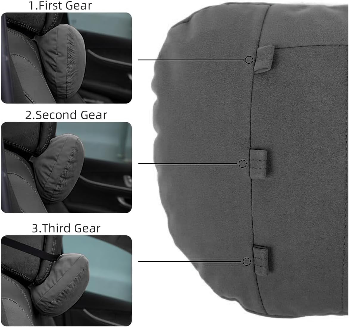 2 Pcs Car Headrest Neck Pillow for Driving,Universal Premium Suede Leather Soft and Comfortable Headrest,Two Gears of Height Adjustment Car Seat Headrest Pillow Car Interior Accessories