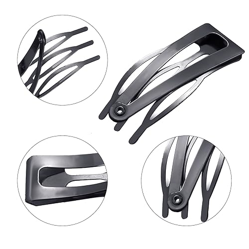 Miniatura 3 de Chinco 24 pinzas de doble agarre para el cabello, pinzas de metal a presión para mujer, pasadores para hacer el cabello, suministros de salón (negro