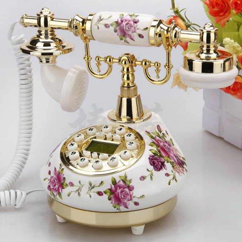 ヨーロッパ調 ローズ ヴィクトリアン 電話機 インテリア 薔薇柄　レトロ Amazon | レトロ電話機 アンティーク電話機 有線電話 ヨーロッパ