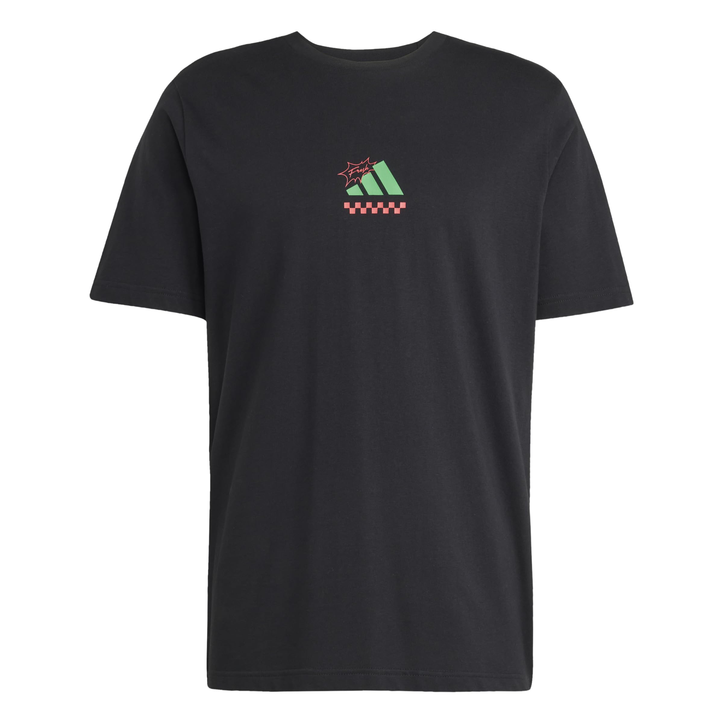 adidas Men's Three Slice Life, Pizza Back Graphic Tee, Short Sleeve, Black, M