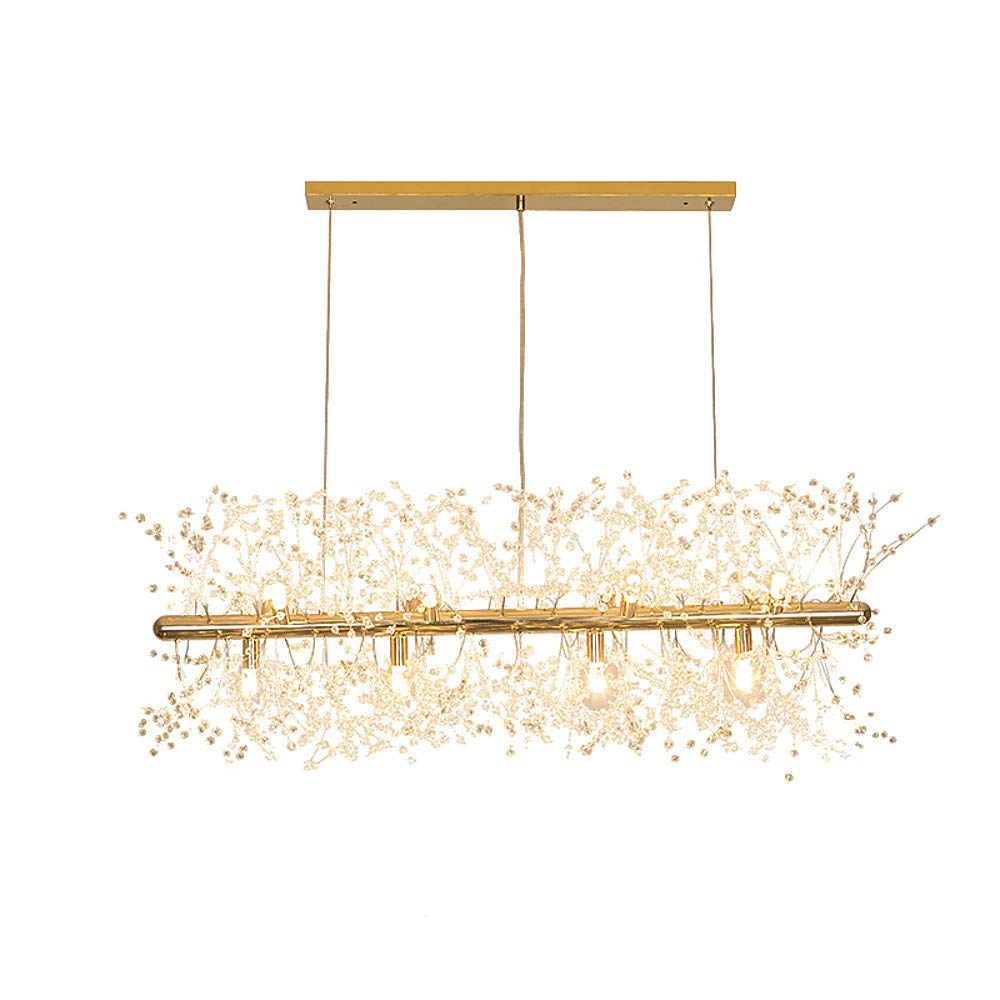 HYJAUSXB Pendant Lamps Crystal Island Chandelier LED Dandelion Light Modern Adjustable Hanging Lamp Living Room Restaurant Dining Table Ceiling Gold+WhiteLight-72 * 40cm
