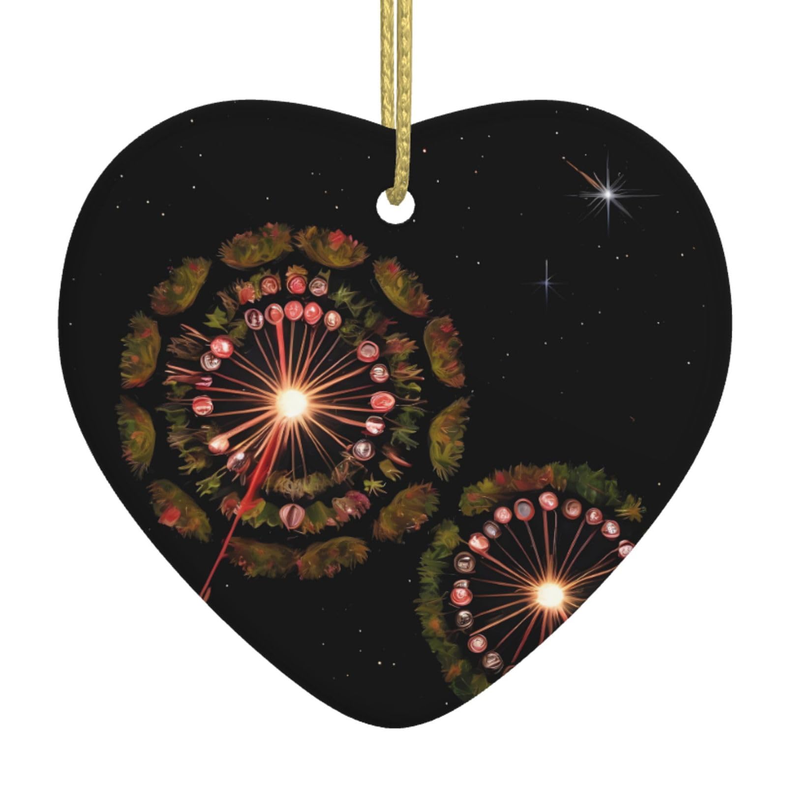 Starry Dandelion Ceramic Heart Shaped Ornaments Fashionable and Novel Christmas Tree Decorations