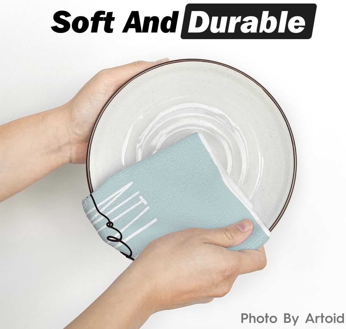 Artoid Mode Hello Pumpkin Eucalyptus Leaves Fall Kitchen Towels Dish Towels, 18x26 Inch Autumn Thanksgiving Harvest Tea Hand Towel Set of 2 - Image 5