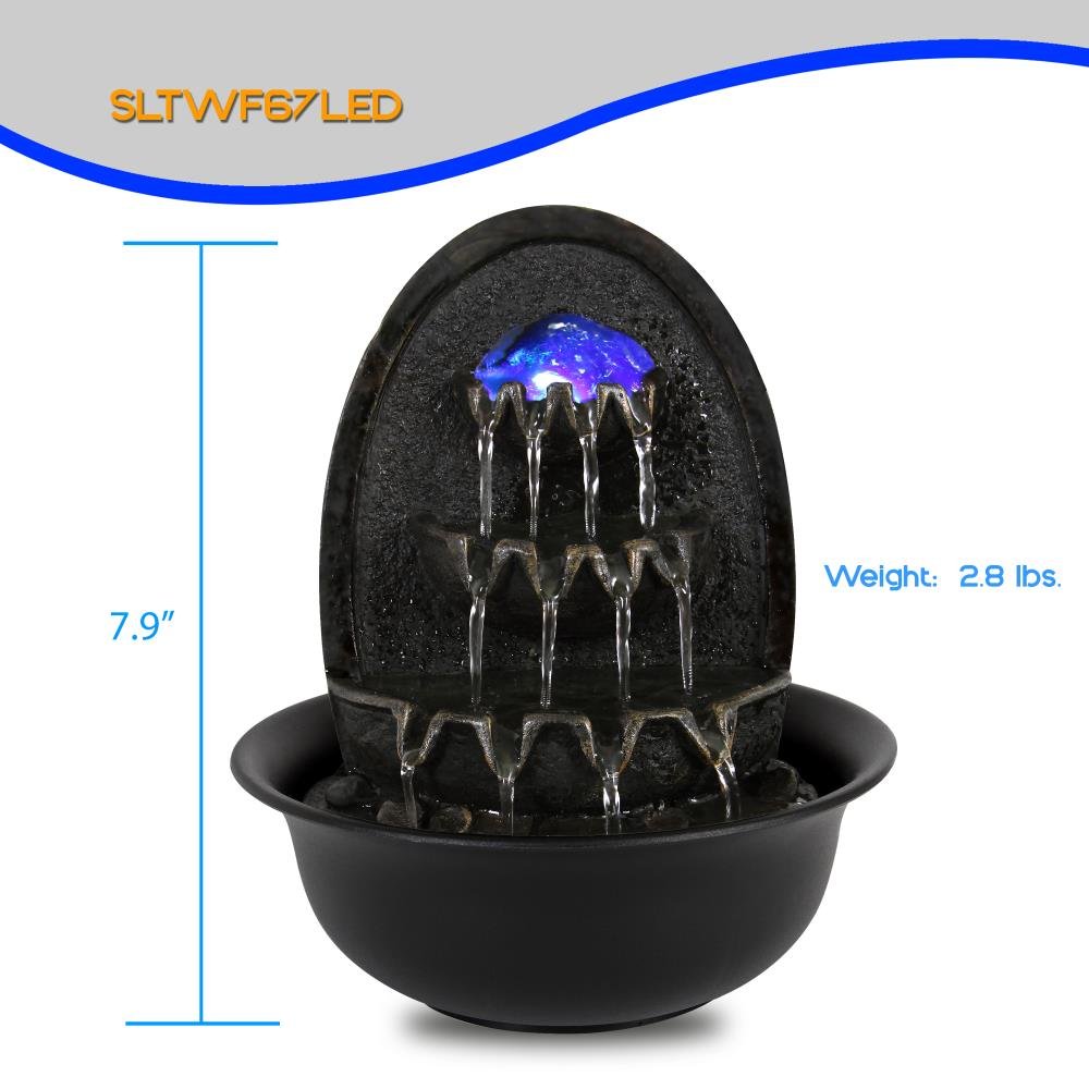 SereneLife Desktop Electric Water Fountain Decor w/ LED Illuminated