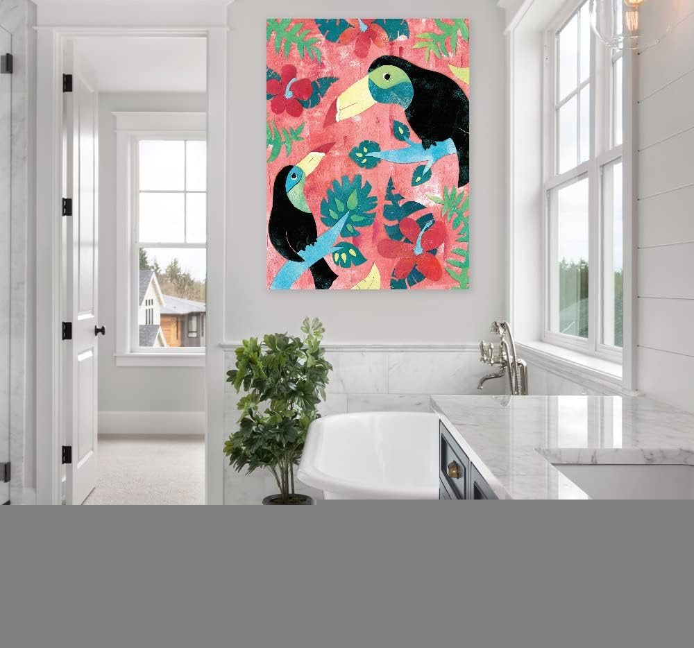 Fine Art Canvas Jungle Jive I Dark Canvas Wall Decor by Artist Wild Apple Portfolio for Living Room, Bedroom, Bathroom, Kitchen, Office, Bar, Dining & Guest Room - Ready to Hang - 24 in x 32 in