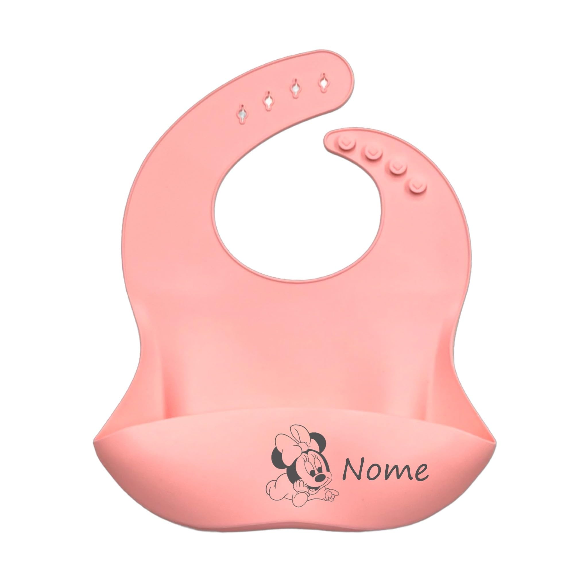 Bavaglino in silicone personalizzato con nome con tasca raccogli cibo privo di BPA