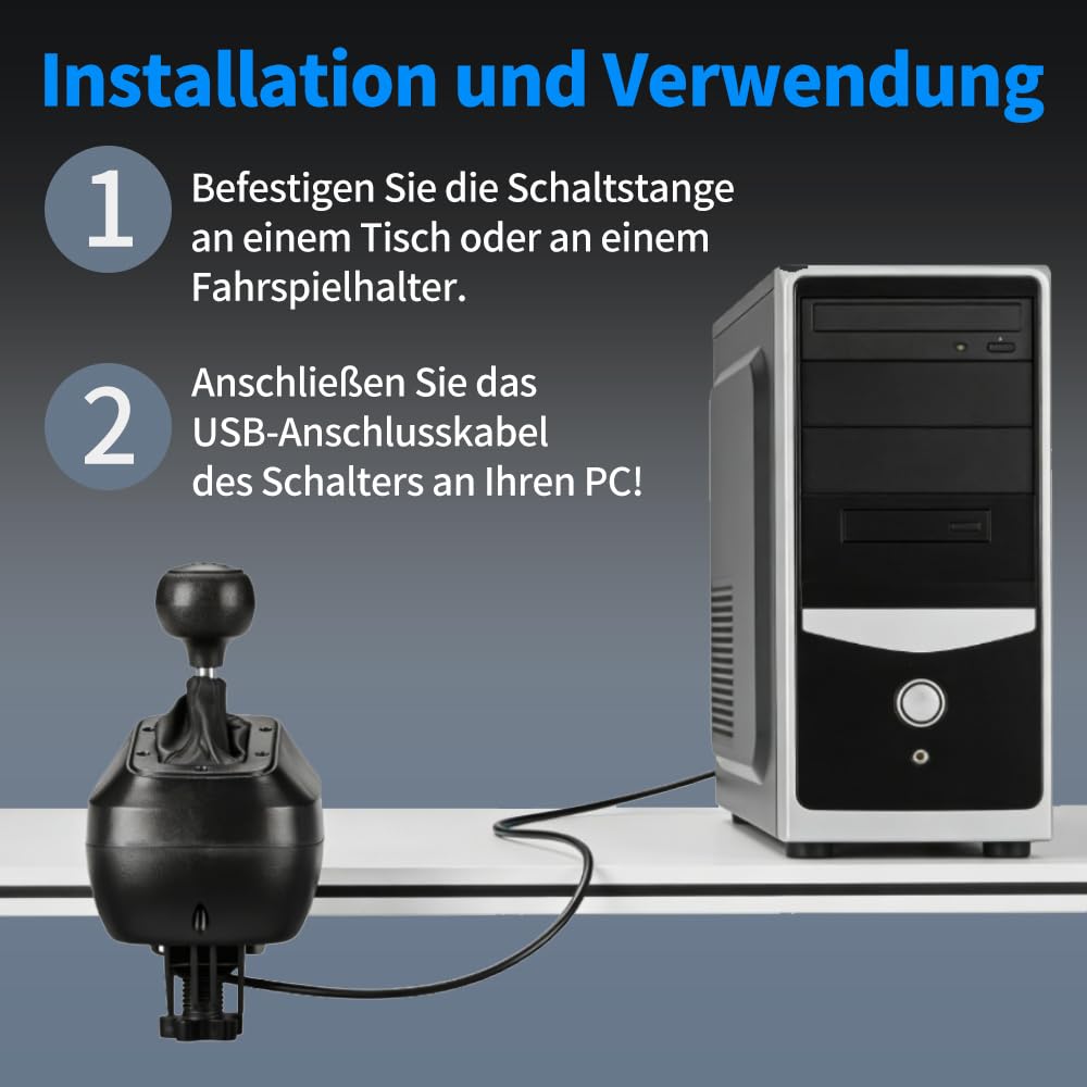 DOYO USB Driving Force Schalthebel, 6 Gänge mit H-Schema, H Schalthebel für Driving Force Rennlenkrädern G29 G27 G25 G920 T300RS/GT Lenkrad - Schwarz