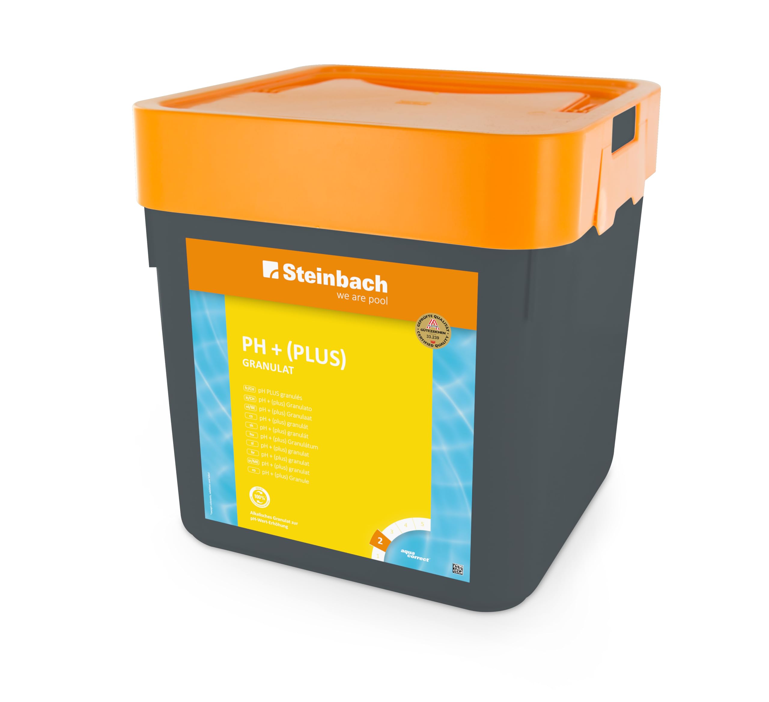 Steinbach Poolpflege pH-Plus Granulat - 0753205TV00-5 kg - Zur pH-Wert-Erhöhung im Pool - Gut löslich & staubreduziert - Für stabile Wasserwerte & bessere Desinfektionswirkung