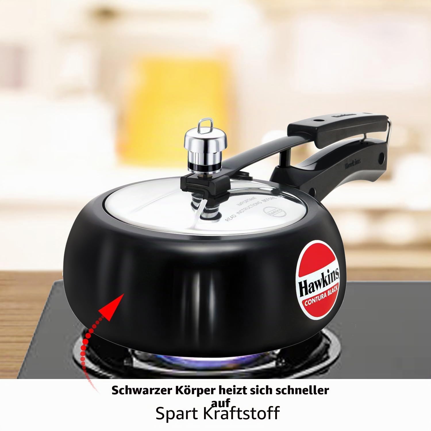 Hawkins CB20 Harteloxierter Schnellkochtopf, 2 Liter, Contura Black