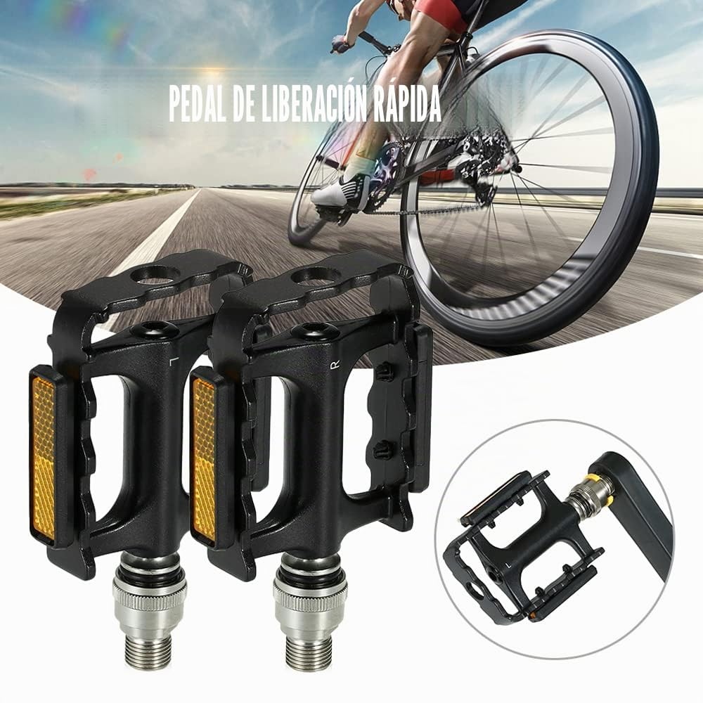 Lixada Pedales de Bicicleta de montaña Pedales de liberación rápida Pedal de Plataforma de Ciclismo MTB con Adaptador Extensor de Pedal (Opcional)