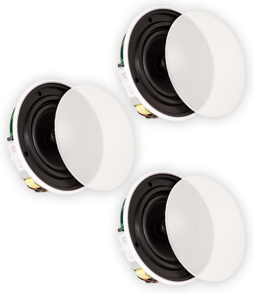 Theater Solutions TSQ670 Flush Mount 70 Volt Speakers with 6.5" Woofers in Ceiling 3 Pack
