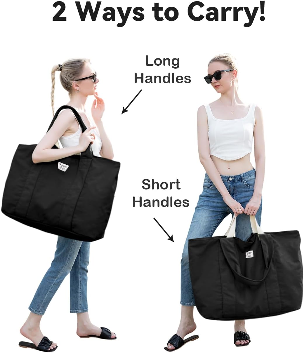 22'' 50L 100% Cotton Oversized Travel Tote Bag for Women - Tear-Resistant, Overnight/Weekend/Beach Bag - Image 6